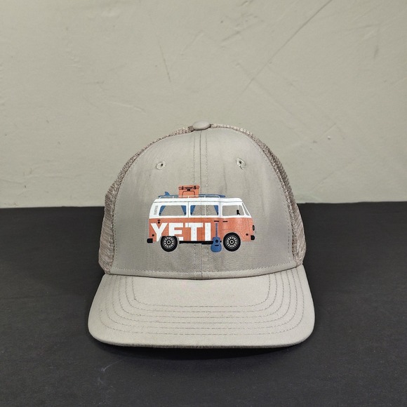 Yeti Accessories - YETI Hat Cap Snapback Tan Orange Mesh Trucker Van Graphic One Size Womens